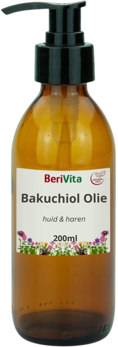 Bakuchiol Olie 200ml Pompfles Glas - Puur - Huid en Haren - Uit Babchi, Bakuchi Oil