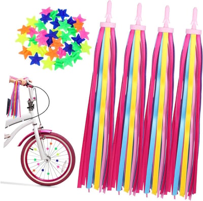 Kinderfiets Accessoires Set - Fiets Decoratie Set - Fiets Personaliseren - Felle Regenboogkleuren - 28 cm - Multicolor