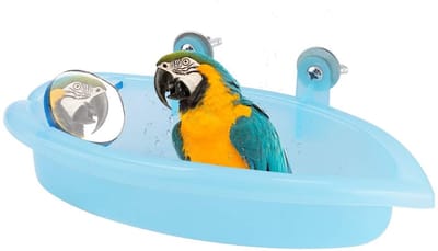 Dailygoods- Vogelbad Hoogwaardige Kwaliteit - Vogelbaden Speelgoed - Vogeldrinkschaal - Mini Spiegel - Eenvoudige Installatie - Geschikt voor Kleine Papegaaien - Vogelbadkuip