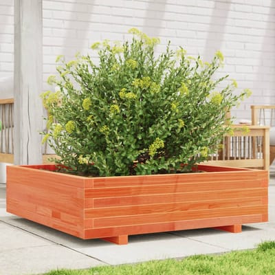 vidaXL - Plantenbak - 90x90x26,5 - cm - massief - grenenhout - wasbruin