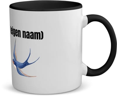 Akyol - blauwe vogel met eigen naam koffiemok - theemok - zwart - Vogels - dieren liefhebber - iemand die houdt van vogels - verjaardag - cadeau - kado - geschenk - 350 ML inhoud
