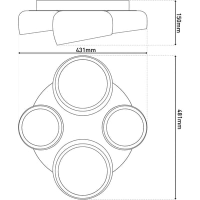 Näve LED plafondlamp Eliora, 4-lamps, wit, CCT, afstandsbediening