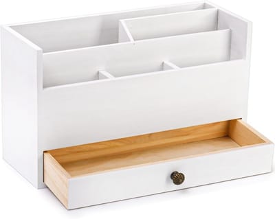Witte Houten Bureau Organizer voor Post en Documenten met 1 Lade - Desktop Sorteerrek