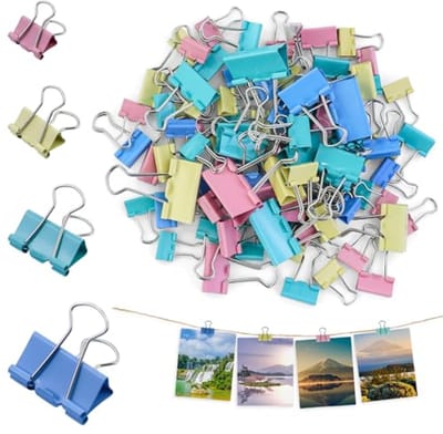 Foldback nietjes en binderclips - 80 stuks in 4 maten - Multifunctionele kleurrijke klemmen voor school en kantoor