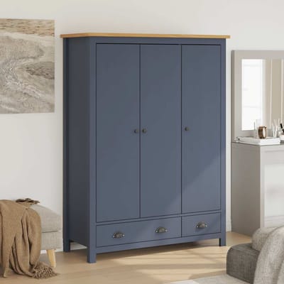 vidaXL - Kledingkast - Hill - 3 - deuren - 127x50x170 - cm - grenenhout - grijs