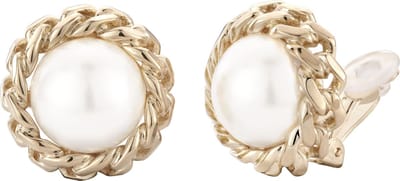 Traveller Clip Oorbellen - Oorclips Dames - Goudkleurig - Parels - 16 mm - Wit - Verguld - 113445