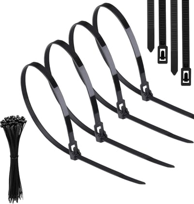 Herbruikbare Kabelbinders - Zelfborgend Nylon - Kabel Organisatie - Sterke Bindende Kracht - 4.8 x 300mm - Zwart