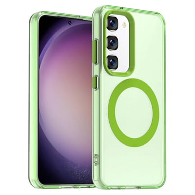 MagSafe Compatibel Backcover Hoesje Geschikt voor Samsung Galaxy S23 - Groen & Semi-Transparant Design - Stijlvol & Goede Bescherming