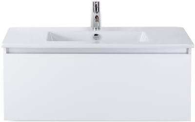 Frozen Badmeubelset 100 cm - Greeplijst in Kleur - Wit Hoogglans - Keramische Wastafel Wit 1 Kraangat