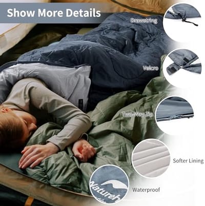 Oversized Slaapzak voor Volwassenen 220x85cm - Ultralicht en Compact voor 3 Seizoenen
