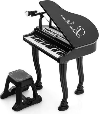 Kinderpiano met 37 Toetsen, Microfoon en Kruk - Elektronisch Keyboard met Opnamefunctie