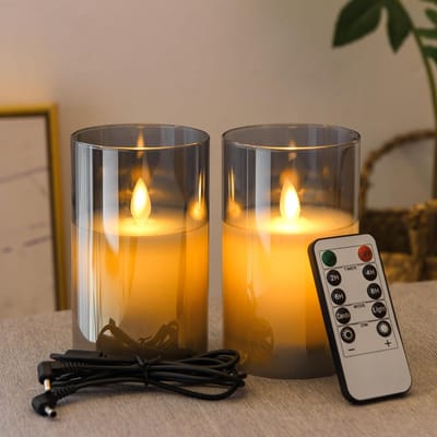 Set van 2 Oplaadbare LED Kaarsen met Afstandsbediening en Timer - Flikkervrij en Veilig