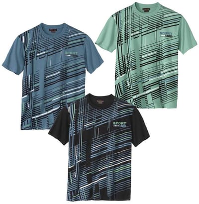 ATLAS FOR MEN - Set van 3 T-shirts Graphic Sport - Heren - Verkrijgbaar in grote maten - L