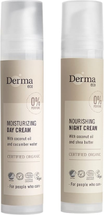 Derma Eco Gezichtsverzorging Voordeelset - Dagcrème 50 ml en Nachtcreme 50 ml - Parfumvrij - Voor Gevoelige Huid - AllergyCertified