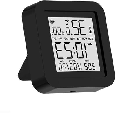 Slimme WiFi Thermometer Hygrometer - Slimme Weerstation - Klimaatbeheer Thuis - Infrarood Afstandsbediening - 8x8x3cm - Zwart
