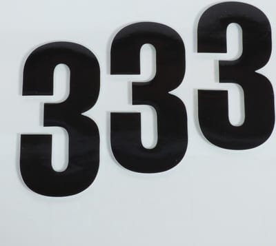 stickers racenummer 3 drie zwart 160x75mm voor motor cross