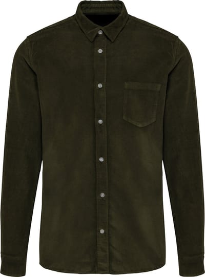 Kariban Heren overhemd met lange mouwen in ribfluweel K599 - Washed Dusky Khaki - M