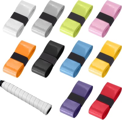10 Stuks Grip Tape voor Tennisrackets en Badminton, Zelfklevende Overgrip, Antislipband voor Sportrackets, Multicolor en Standaardformaat