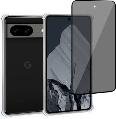 Geschikt voor Google Pixel 8 Pro Hoesje + Privacy Screenprotector – Privé - Gehard Glas Cover
