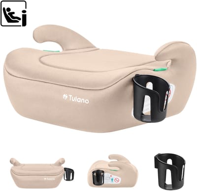 Tulano Cabby 20 i-Size Autostoelverhoger - Zitverhoger - Kinderzitje 125-150 cm met Bekerhouder - Beige