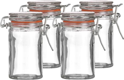 Urban Living Weckpotje/inmaakpotje - 4x - mini - 70 ml - glas - met beugelsluiting