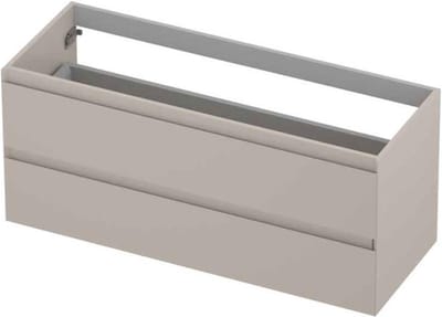 INK® wastafelonderkast 2 laden greeploos gelakt 120x45x52cm, mat kasjmier grijs