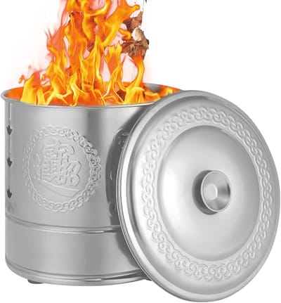 Verbrandingston RVS - Ritueel Vat - Buiten Rituelen - Met Draaghandvat - 28x28x28 CM - Zilver