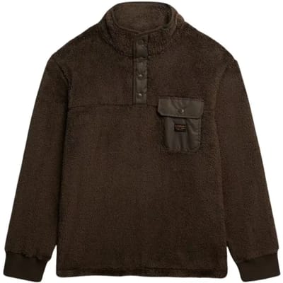 Superdry Kraagloze Trui van Hoogpolig Fleece Brown Grootte: Xxl
