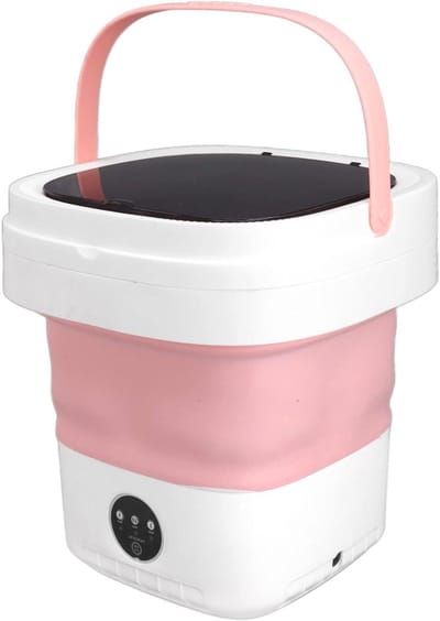 Draagbare mini-wasmachine - Kleine wasautomaat - Snel kleding wassen - Opvouwbaar ontwerp - 75 liter capaciteit - Roze