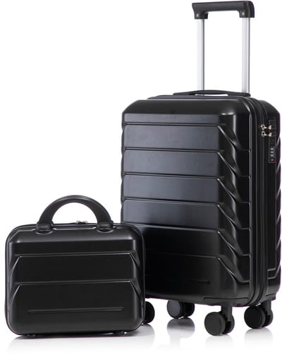 ROLIPO Kofferset 2-delig 14/19 inch - ABS harde schaal - Spinner wielen & cijferslot - 14 inch beautycase zwart