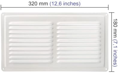 Wit Ventilatierooster voor Muur of Plafond – Luchtrooster voor Binnen en Buiten – Duurzaam en Roestbestendig – 32 x 18 cm
