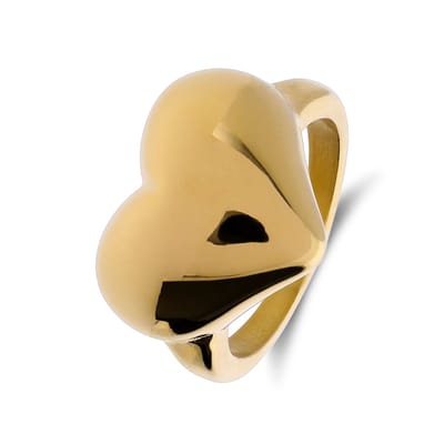 Lucardi Dames Stainless steel goldplated ring hart - Ring - Staal - Goudkleurig - 16 / 50 mm