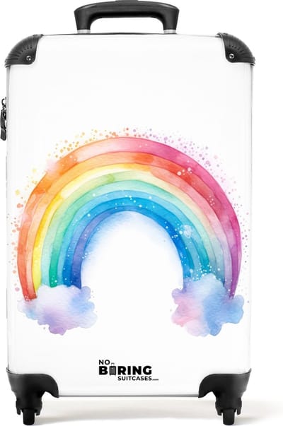 NoBoringSuitcases.com® - Kinderkoffer meisje met regenboog - Kindertrolley meisjes - Handbagage koffer lichtgewicht - Reiskoffer trolley kinderen - Rolkoffer met wieltjes - Past binnen 55x40x20 en 55x35x25