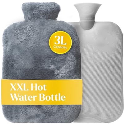 XXL Warmwaterkruik met Premium Nepbont Cover - Blauw