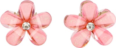 Haarsoires Haarspeld Haarklemmen 2cm – Bloemvorm met Glitters – Roze – Set van 2 - Haarclip Klem - Hair Claw - voor Opsteken Haar - Hair Clip - Decoratieve Haaraccessoire