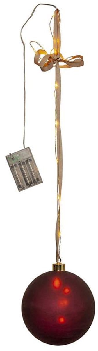 Star Trading Batterijgevoede kerstlamp 'Bliss' met kerstbal, 18 dauwdruppel-LED's, timer, rood, Ø 15 cm