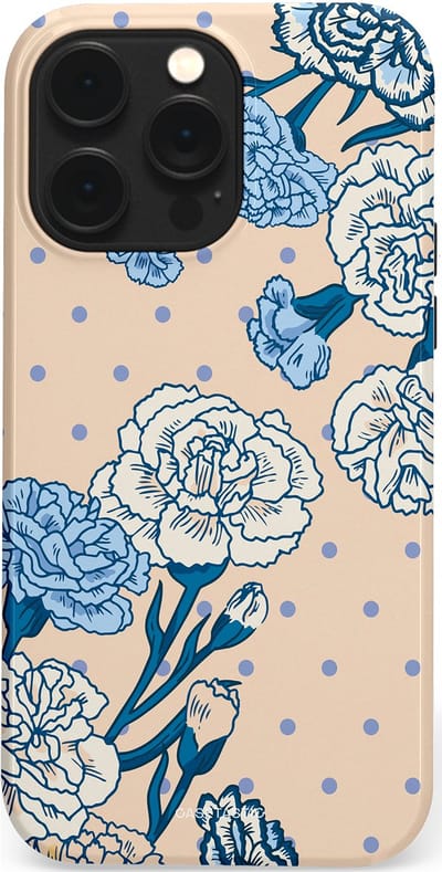 Casetastic hoesje geschikt voor Apple iPhone 14 Pro Max - MagSafe - Dubbellaagse bescherming - Anjer elegantie - Fashion Case - Zand Zilver Lichtblauw