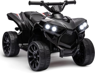 HOERFURIY-Elektrische kinderauto-Elektrische quad voor kinderen, elektrische auto voor kinderen met ledverlichting en muziek, 1,5-3 km/u, claxon, ATV voor kinderen vanaf 3 jaar, zwart