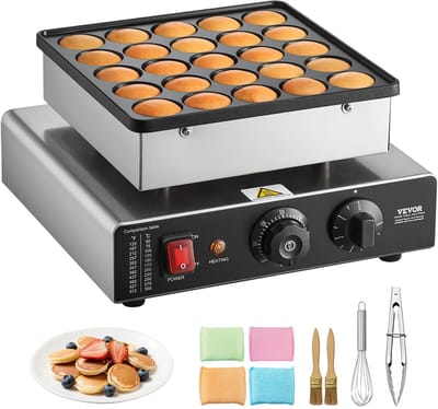 Seth Select Poffertjes Maker – 25 Mini Pannenkoeken – Elektrische Non-stick Wafelmaker van RVS - Mini Pancake Maker