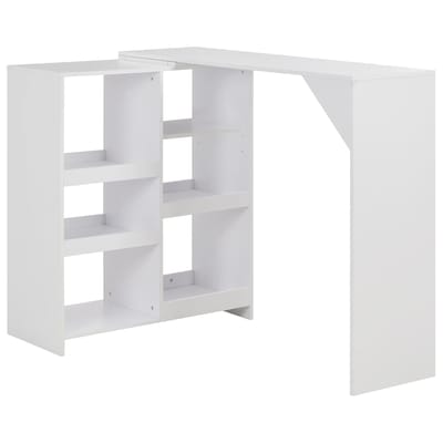 vidaXL - Bartafel - met - verplaatsbaar - schap - 138x39x110 - cm - wit