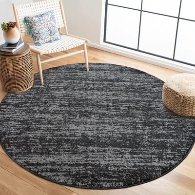 Relax Oslo - Laagpolig Effen Vloerkleed - Rond - Modern Tapijt - Zwart Grijs- 300 CM Ø
