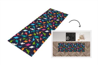 Keukenloper - Loper keuken - Patronen - Dino - Kleuren - 150x50 cm - Keukenloper vinyl