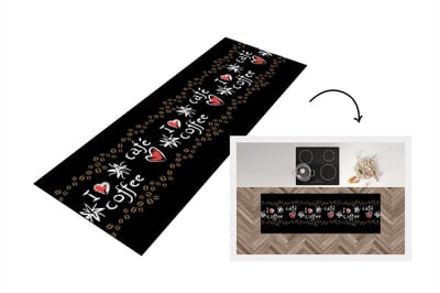 Keukenloper - Loper keuken - Koffie - Patronen - Love - 150x50 cm - Keukenloper vinyl