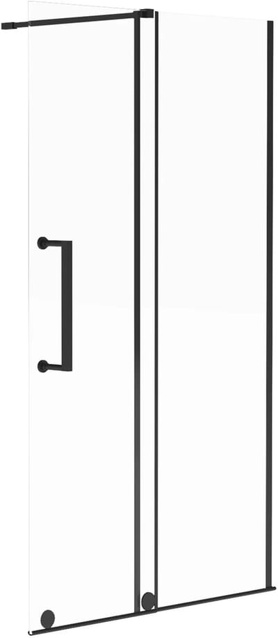 Vente-unique Italiaanse douchewand met schuifdeur met industriële stijl - Mat zwart - 140 x 200 cm - YOREM