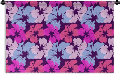 Wandkleed - Wanddoek - Pastel - Hibiscus - Bloem - Hawaii - Design - 180x120 cm - Wandtapijt