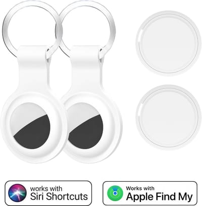 Set van 2 Witte GPS Trackers – GPS Tracker Zonder Abonnement – Sleutelvinder - Geschikt voor Apple iPhone - Werkt met Find My – Tag WiseQ