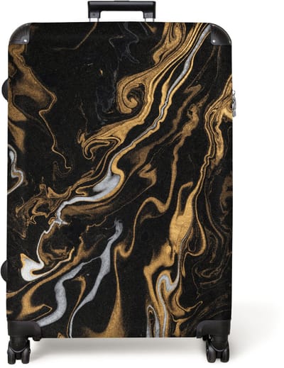 NoBoringSuitcases.com® - Koffer groot - Reiskoffer lichtgewicht - Marmer - Zilver - Goud - Abstract - Marmerlook - Rolkoffer met 4 wielen - Grote trolley XL - 98 liter bagage