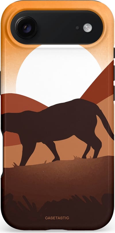 Casetastic hoesje geschikt voor Apple iPhone Air - MagSafe - Dubbellaagse bescherming - Zonsondergang Safari - Fashion Case - Zwart Oranje Goud Bruin