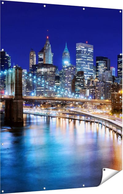 Gards Tuinposter Skyline New York in het Centrum - 120x160 cm - Tuindoek - Tuindecoratie - Wanddecoratie buiten - Tuinschilderij