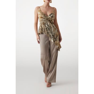 GUESS Giselle Asymmetrical Jumble Skin Print Size: 36 | Blouses Outlet | Dames | Beige